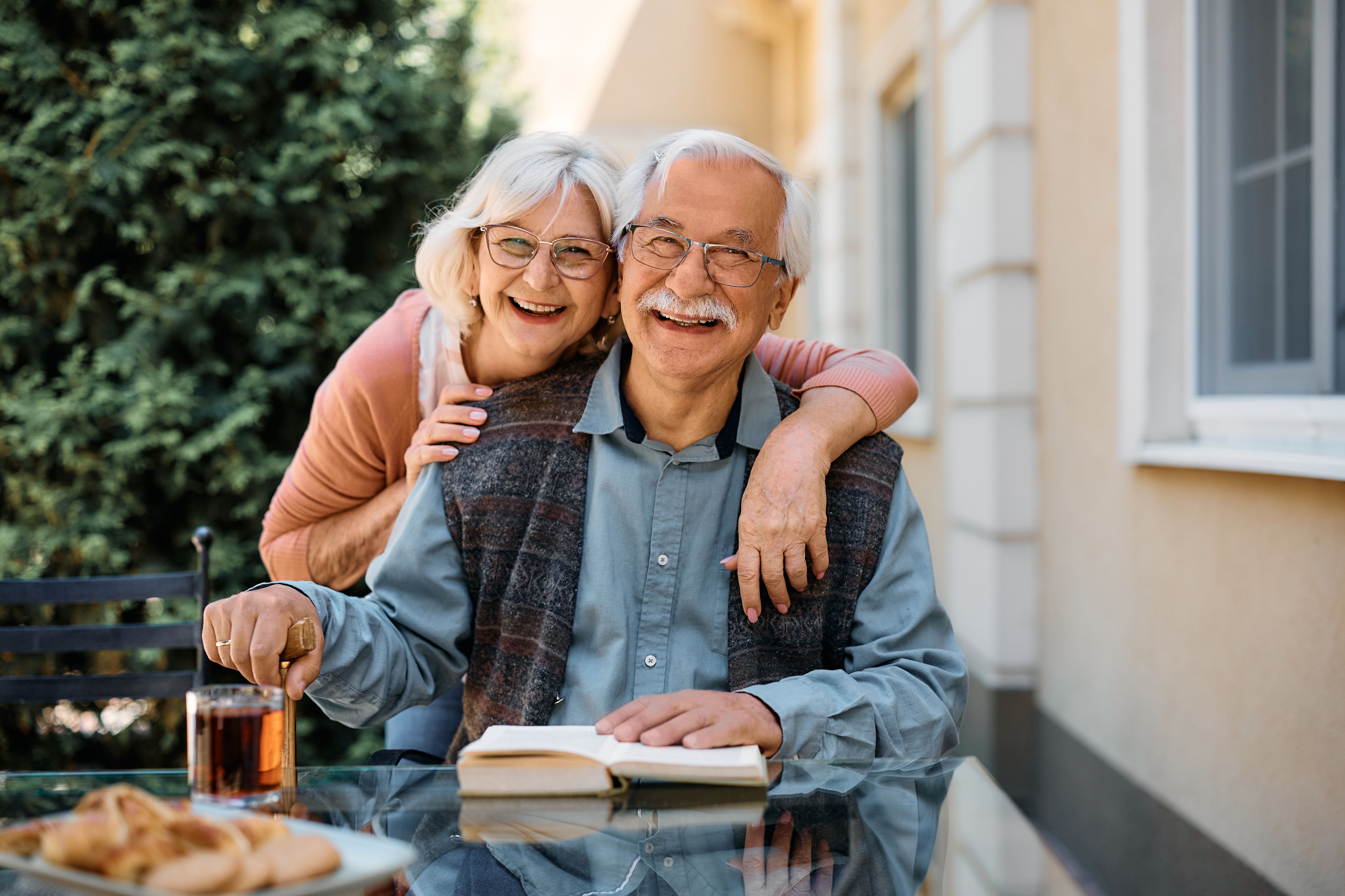 Elderly couple smiling