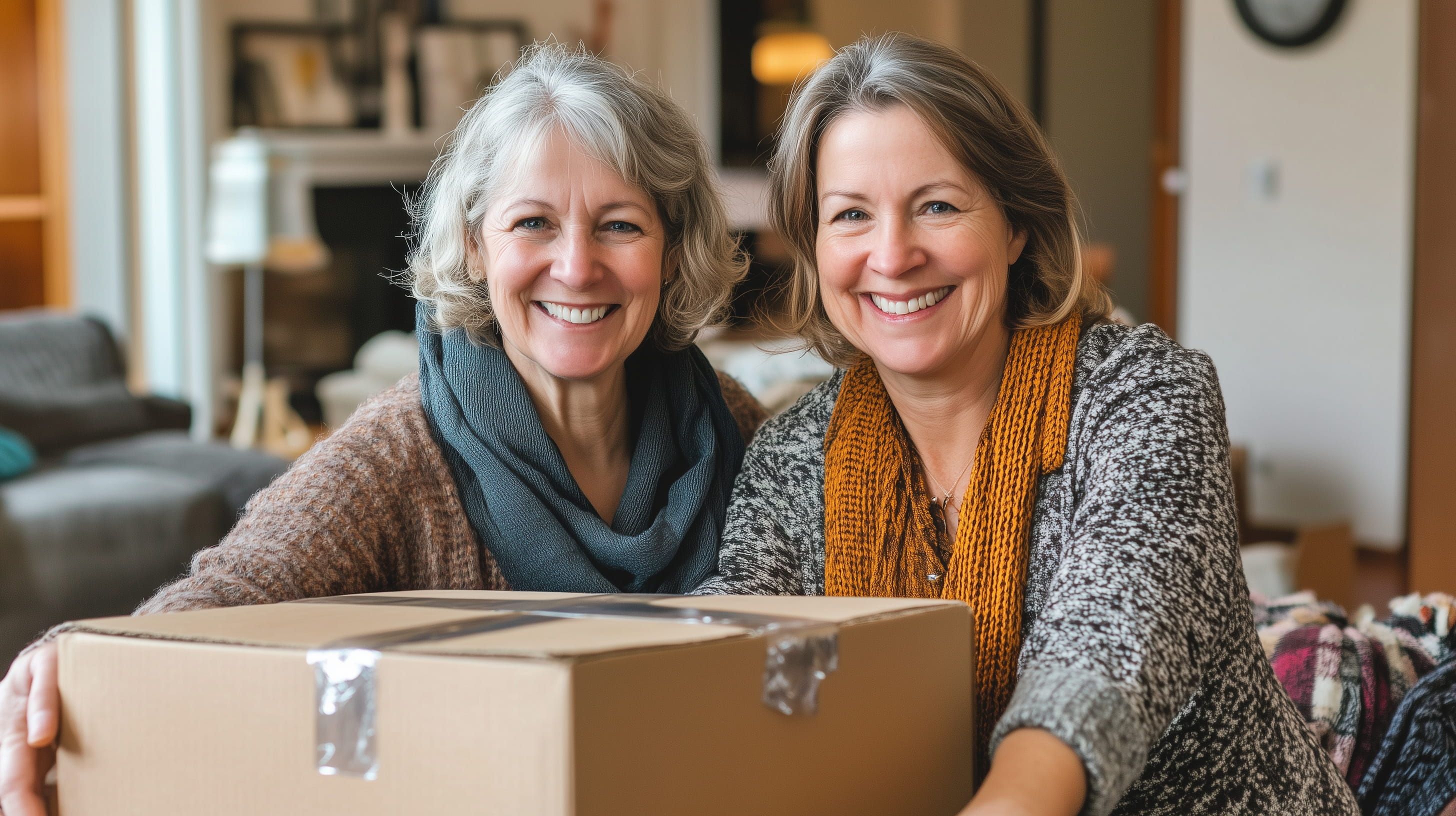Older ladies packing boxes