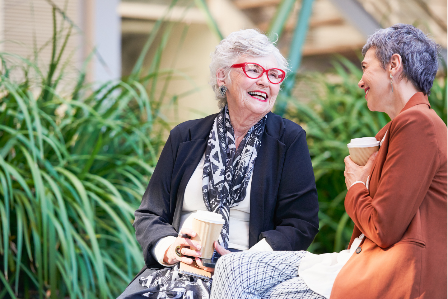 Residents talking stock image