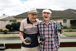 Residents playing bowls at Longford Park