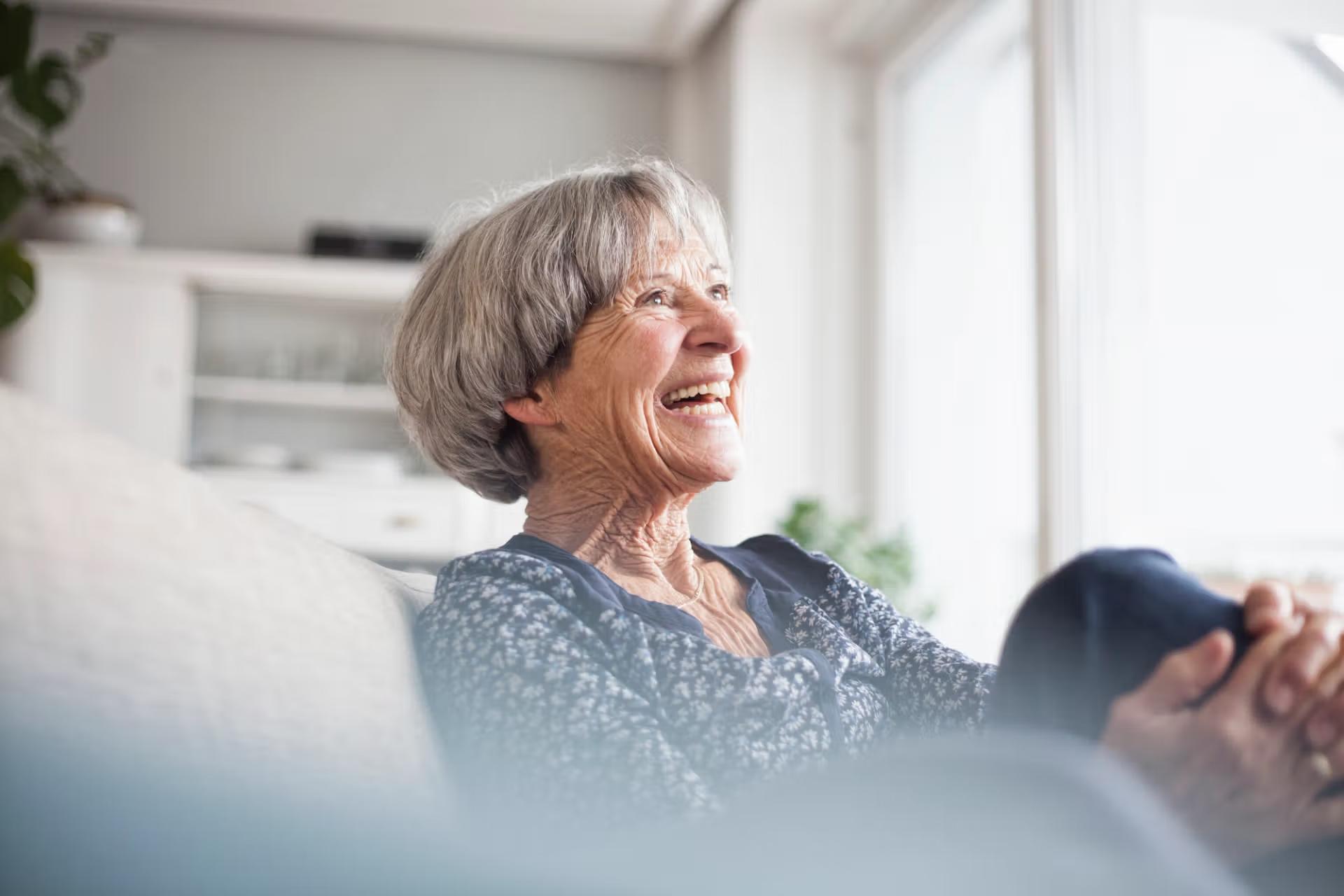 Elderly woman at serviced apartment at Metlifecare