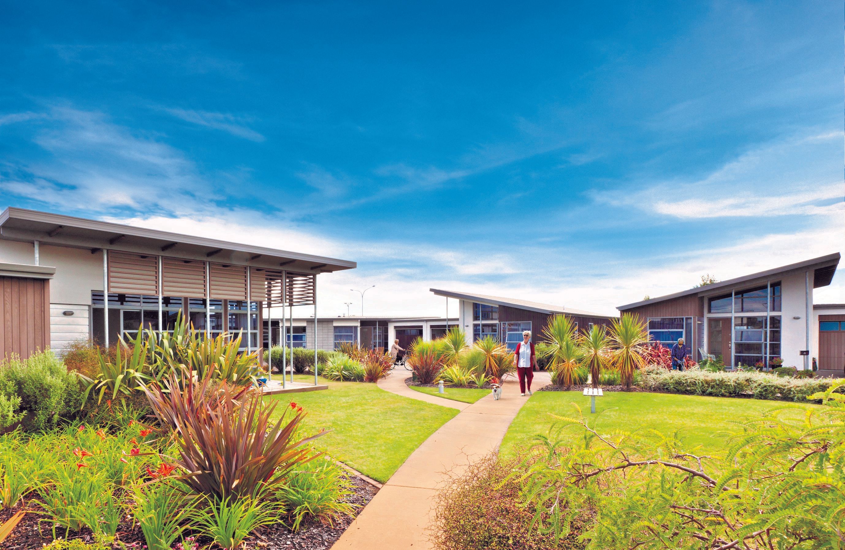 Houses nestled in the serene surroundings of Metlifecare's Papamoa's retirement village