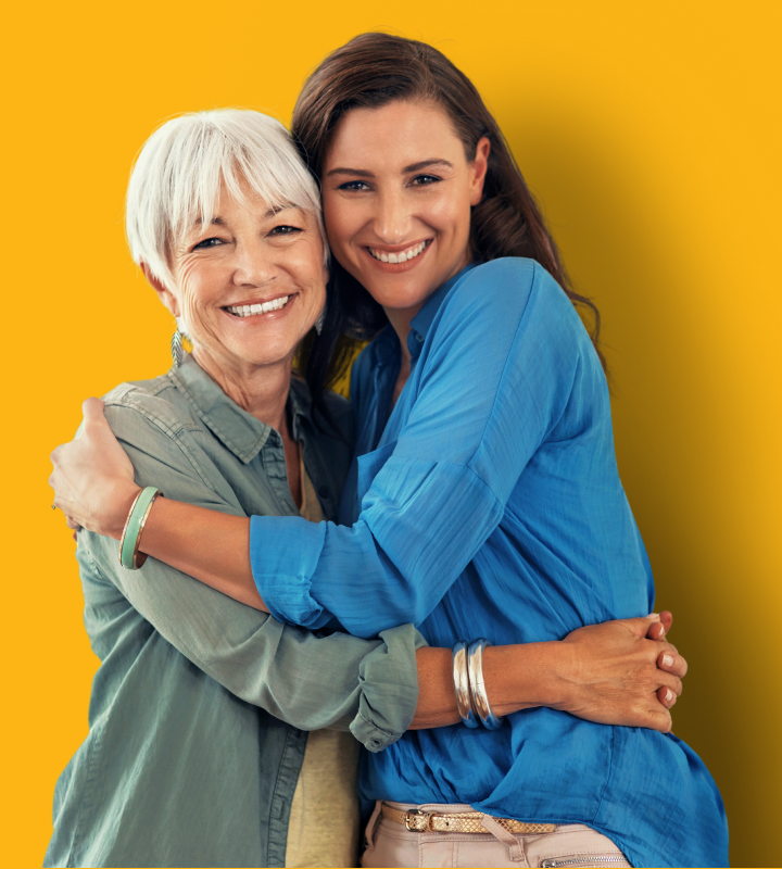 Mum and daughter smiling