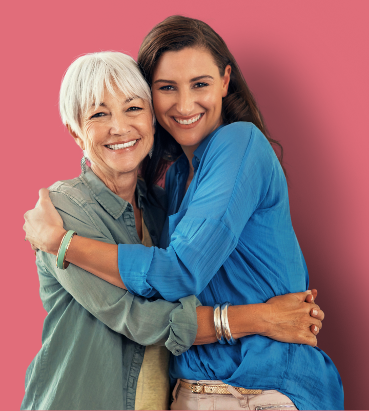 Mum and daughter smiling