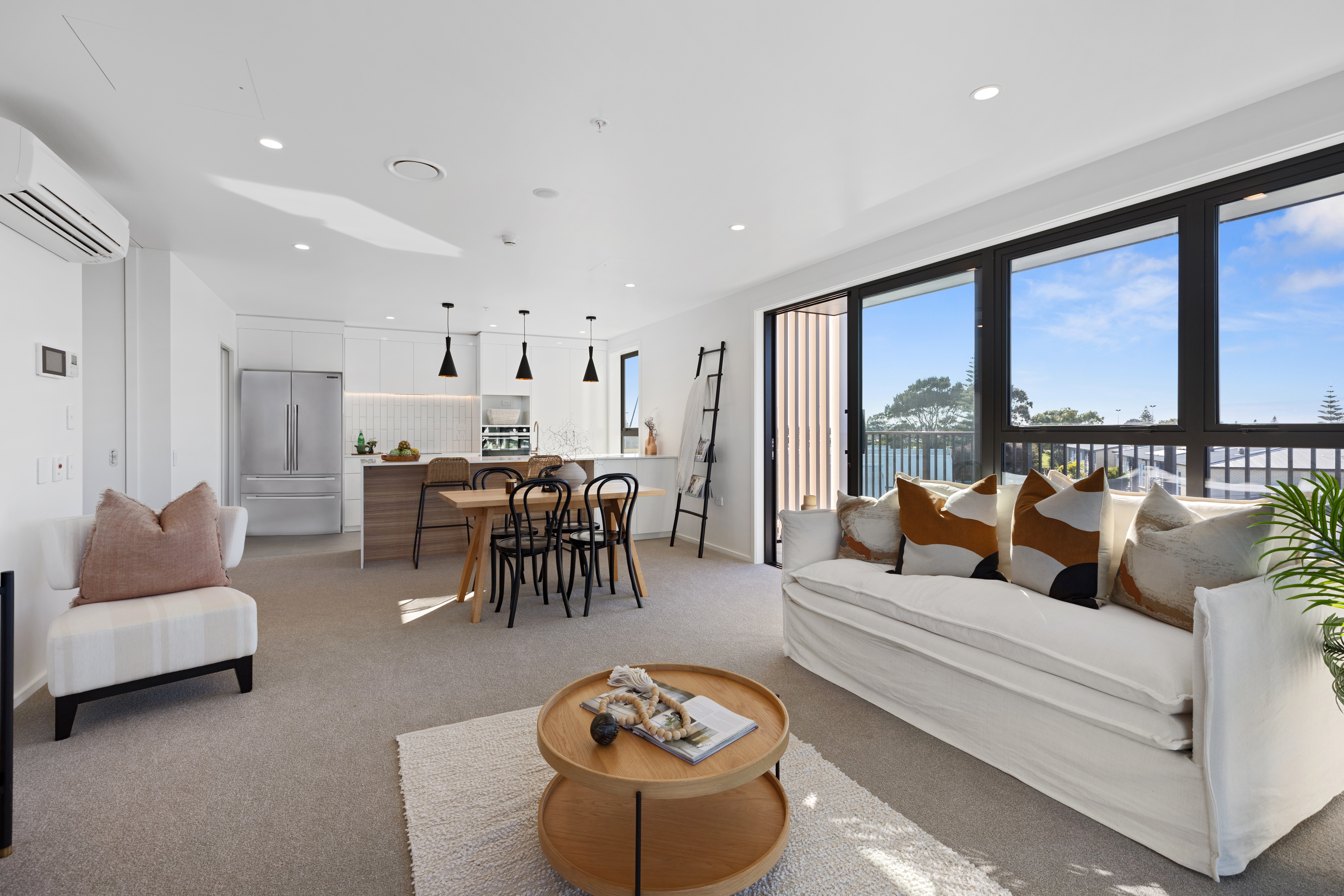 Living, kitchen, dining