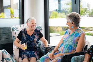 Pohutukawa Landing resident Margaret chatting with her Club 78 friends