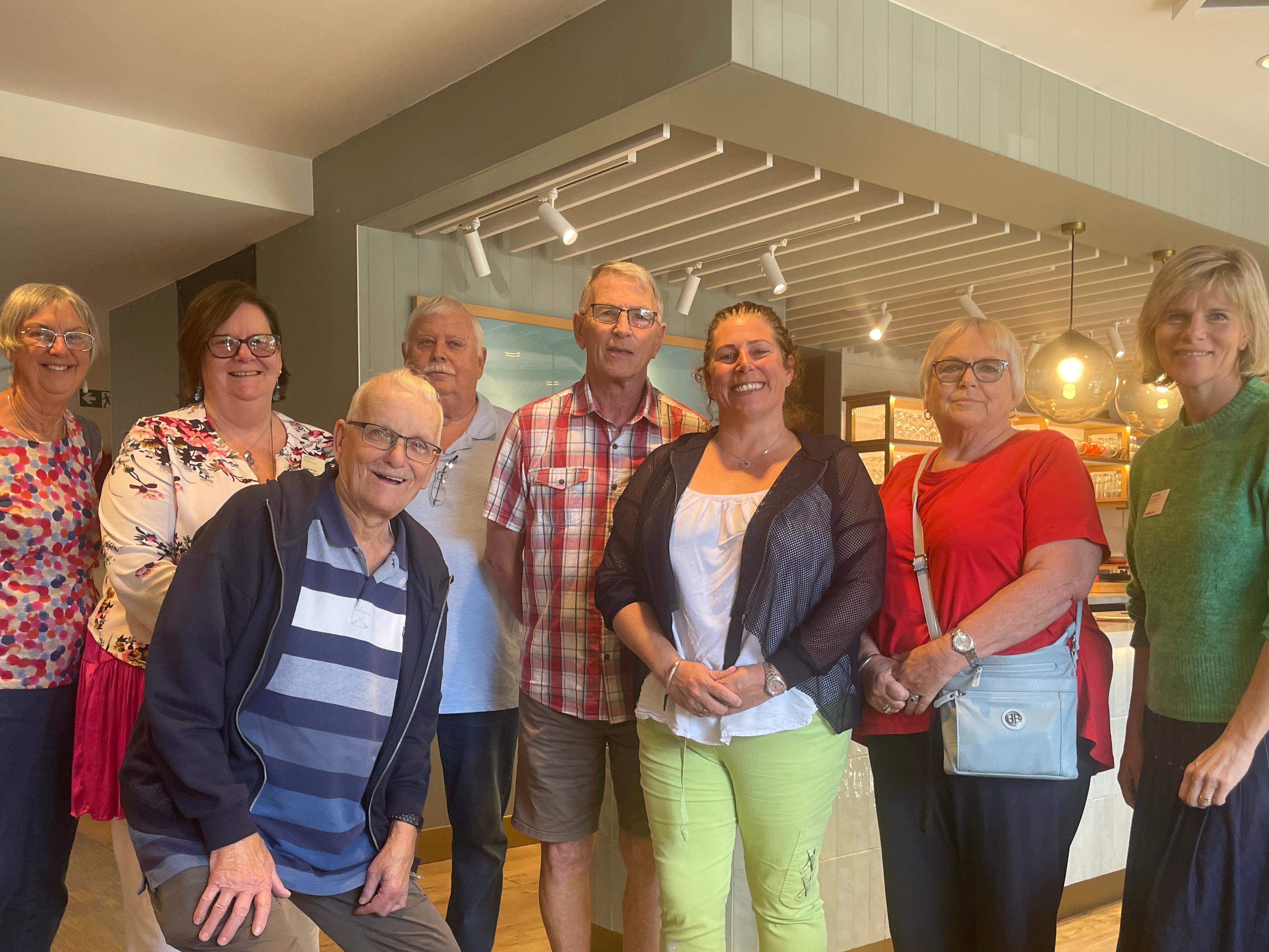Edgewater residents standing with Kate Fenwick from WasteEd with Kate, and Colinda Rowe, Metlifecare's Sustainability Specialist