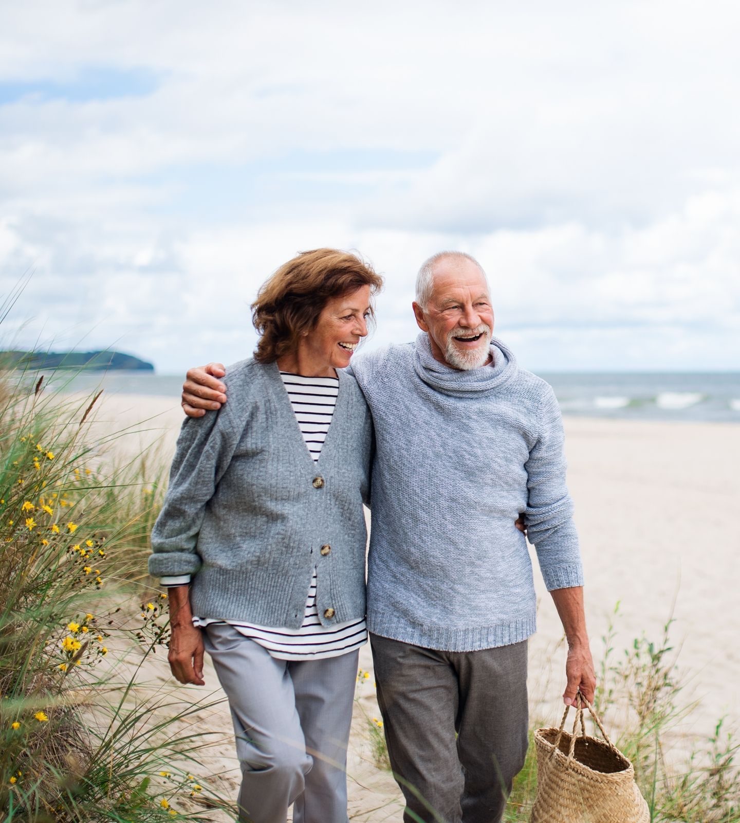 Couple walking on beach