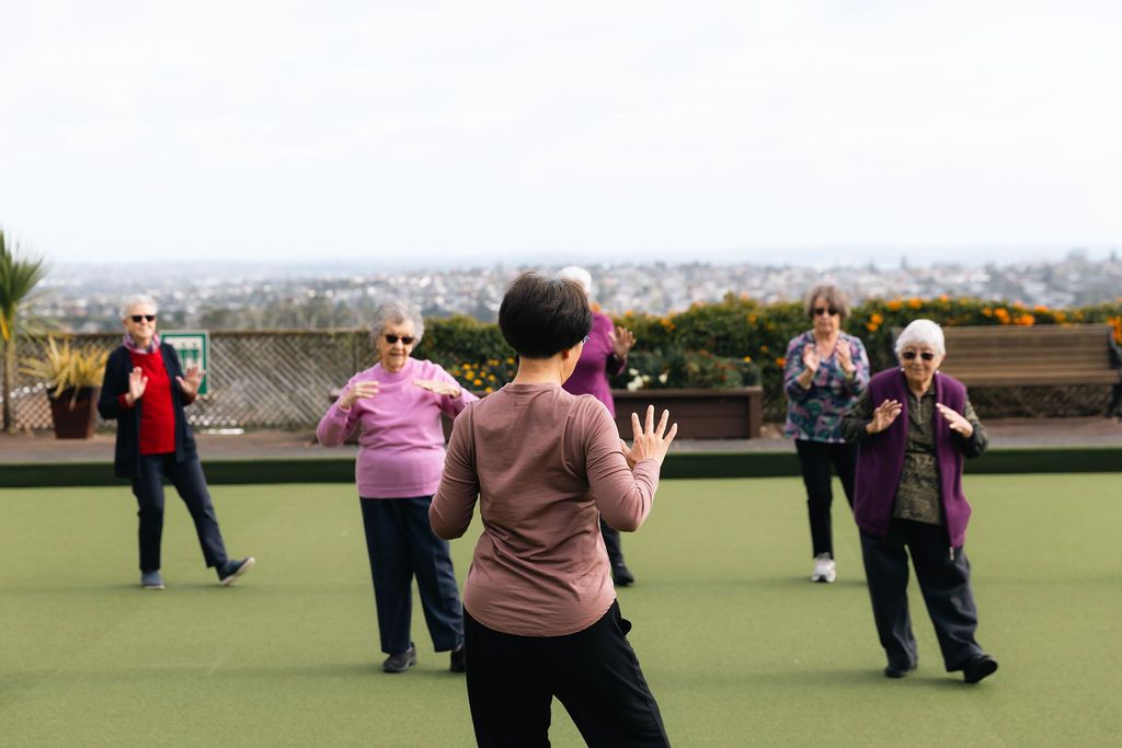 Wide shot of tai chi