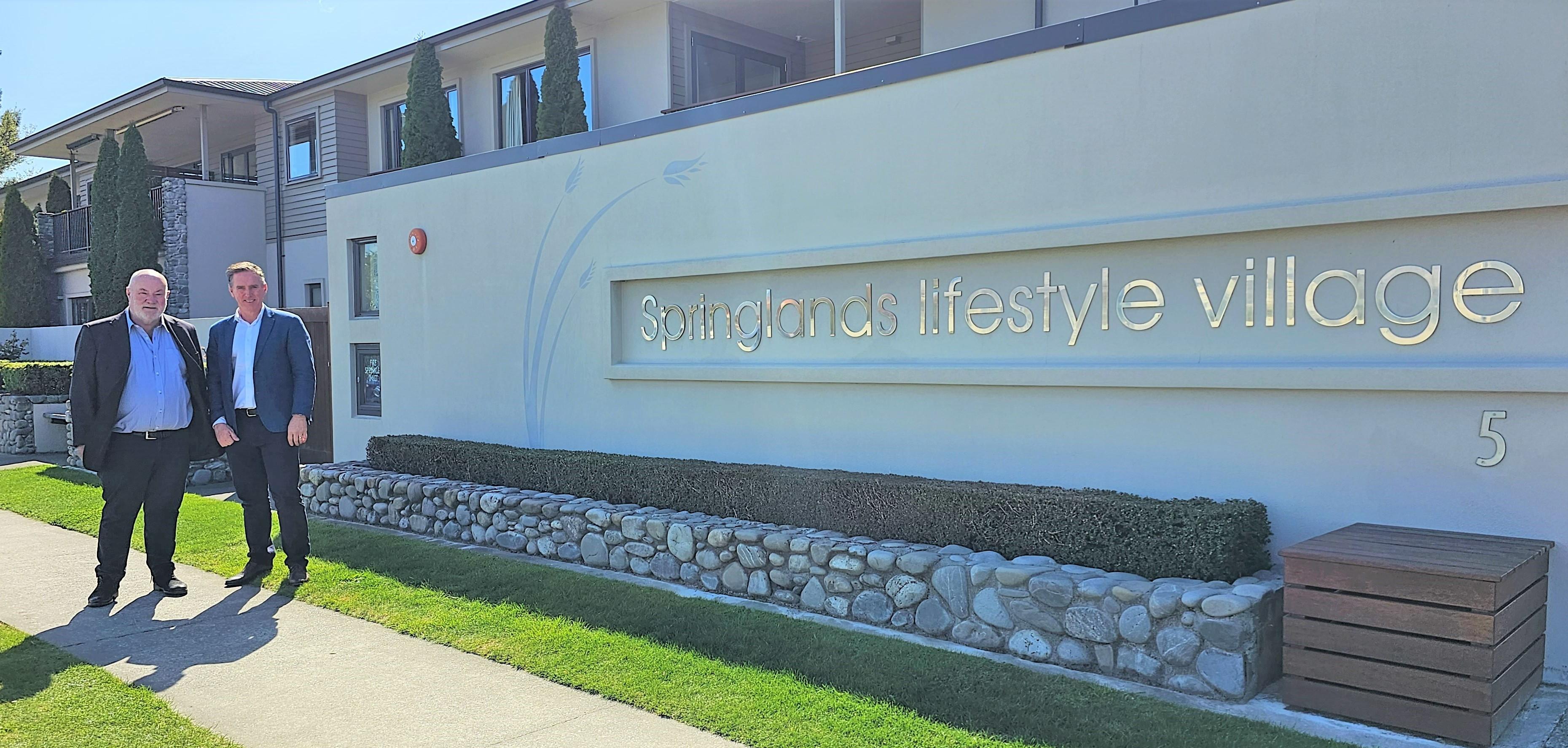 Chris Thornley, Managing Director of Springlands and Metlifecare CEO, Earl Gasparich