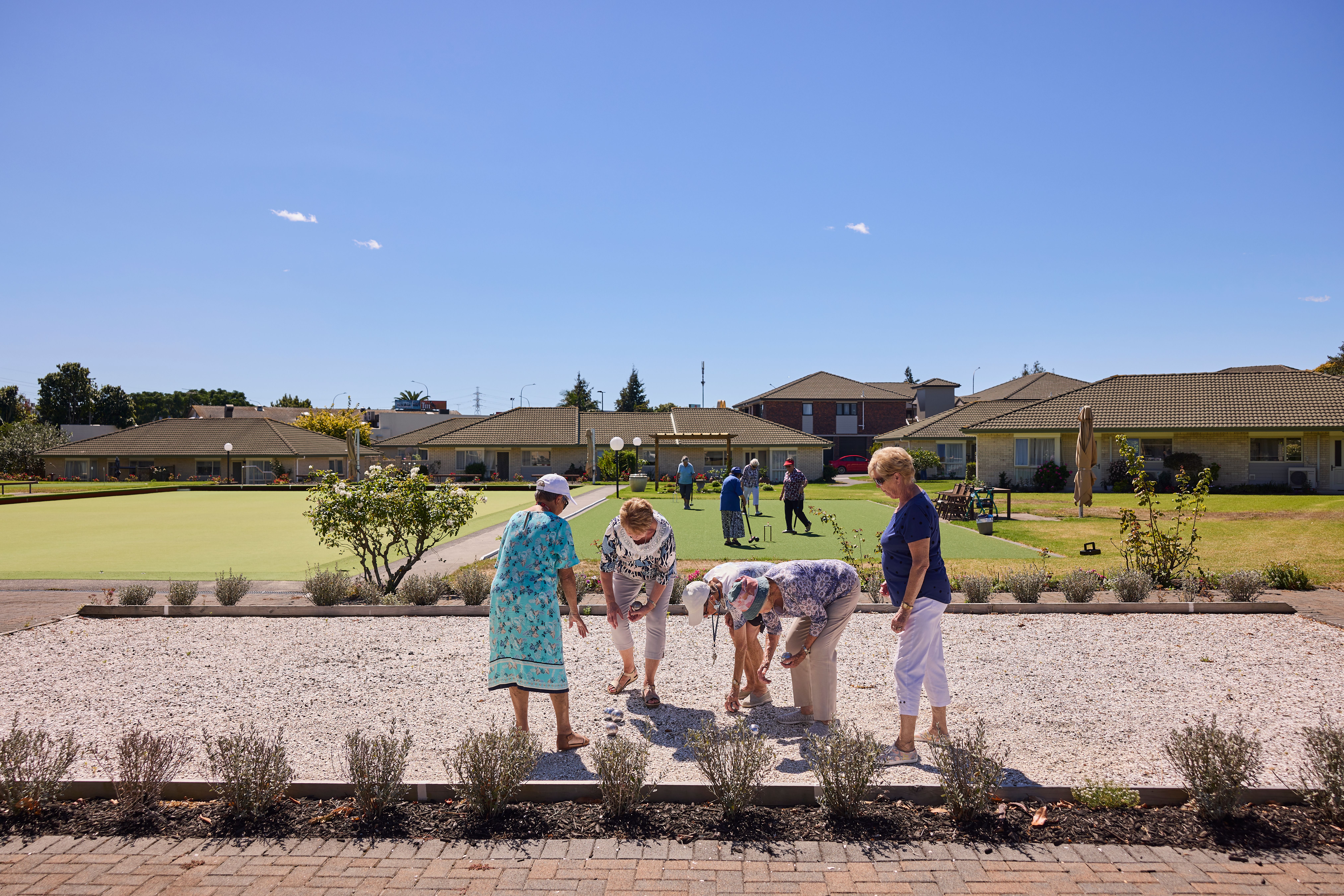 Residents playing petanque at Longford Park
