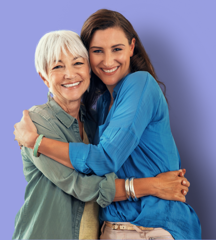 Mum and daughter smiling