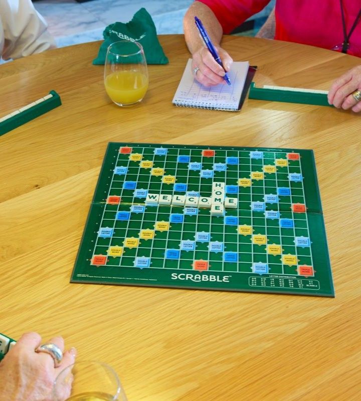 Residents playing scrabble