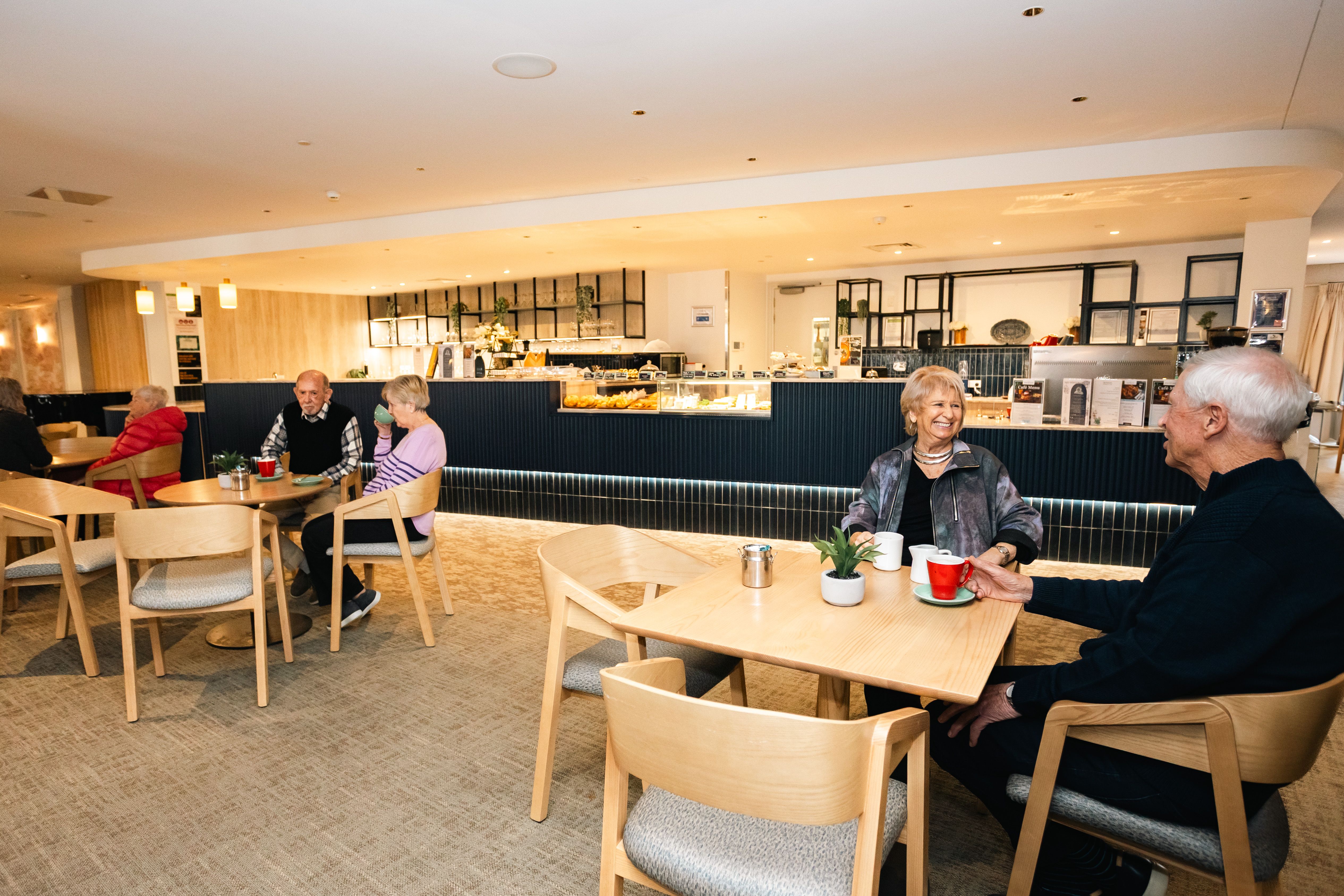 Residents having coffee