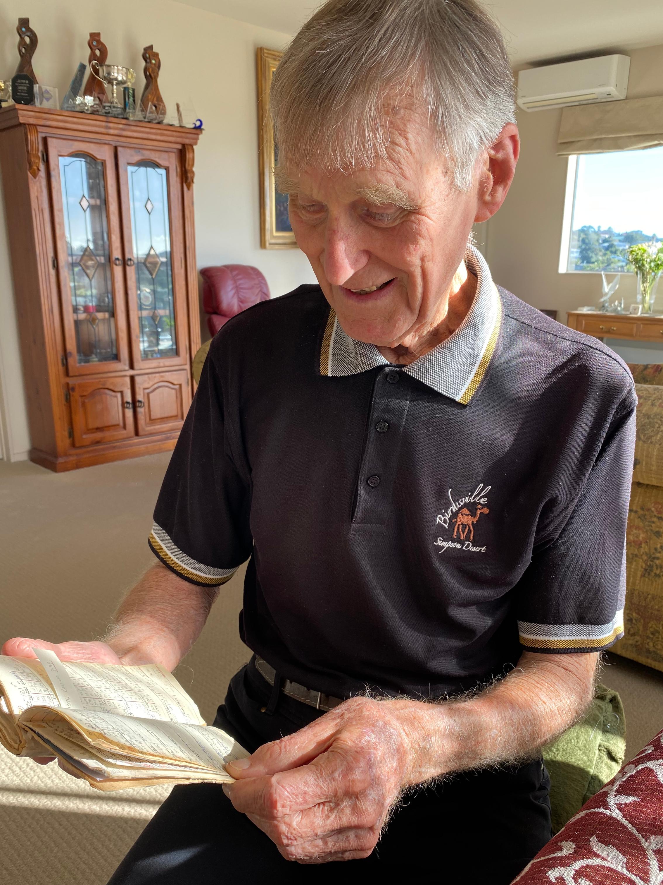 Ray Urbahn with his running diary