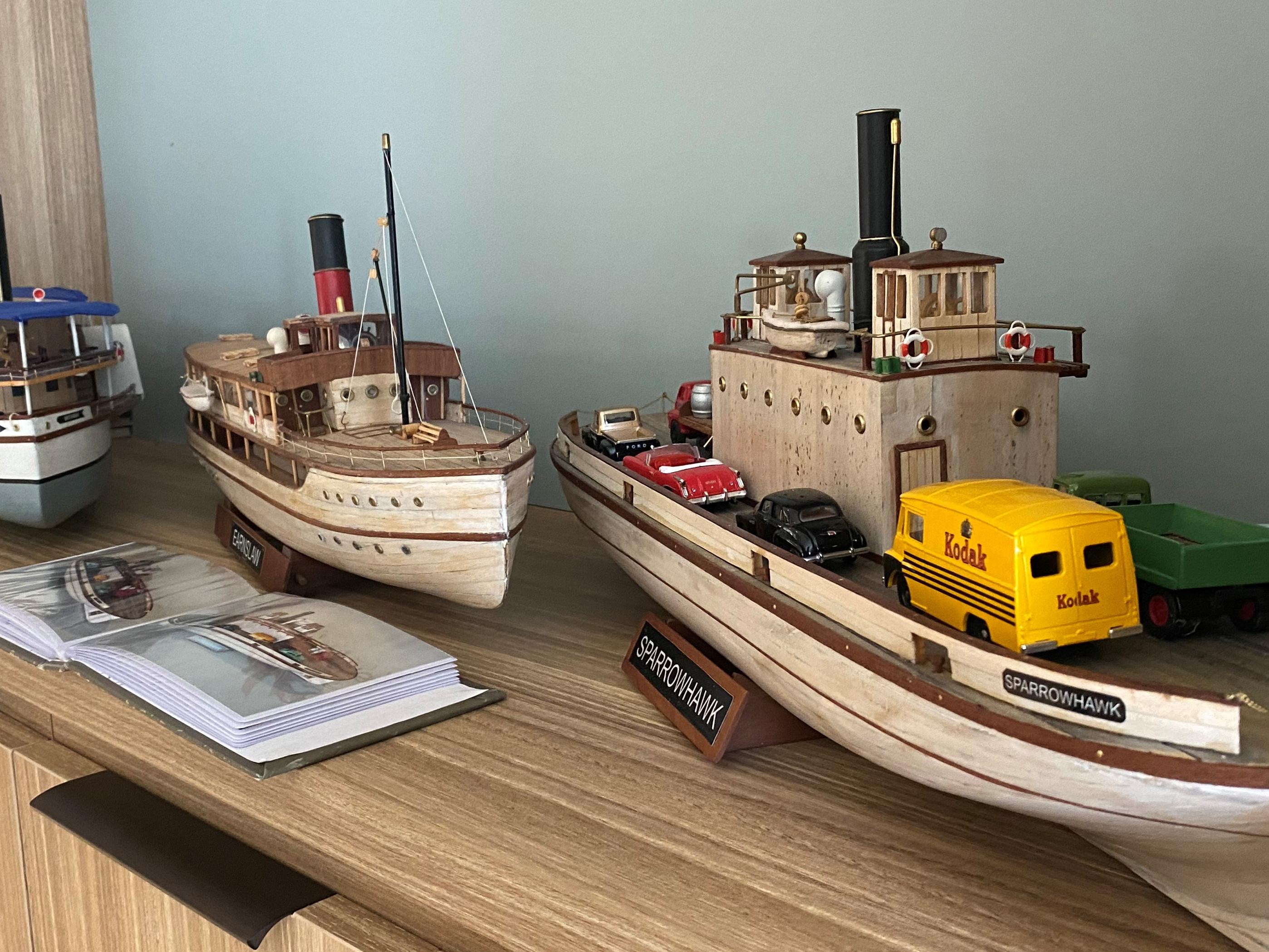 Some of Brian's model boats on display at Edgewater