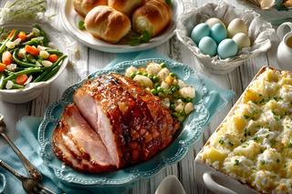 Roast Christmas ham and entrees