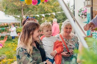Family enjoying a local market
