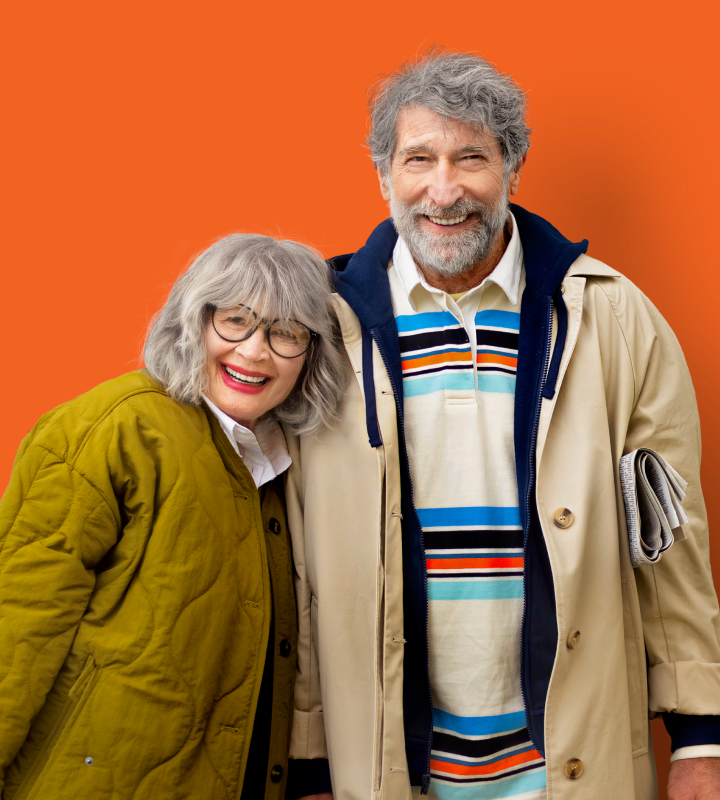 Residents smiling on orange