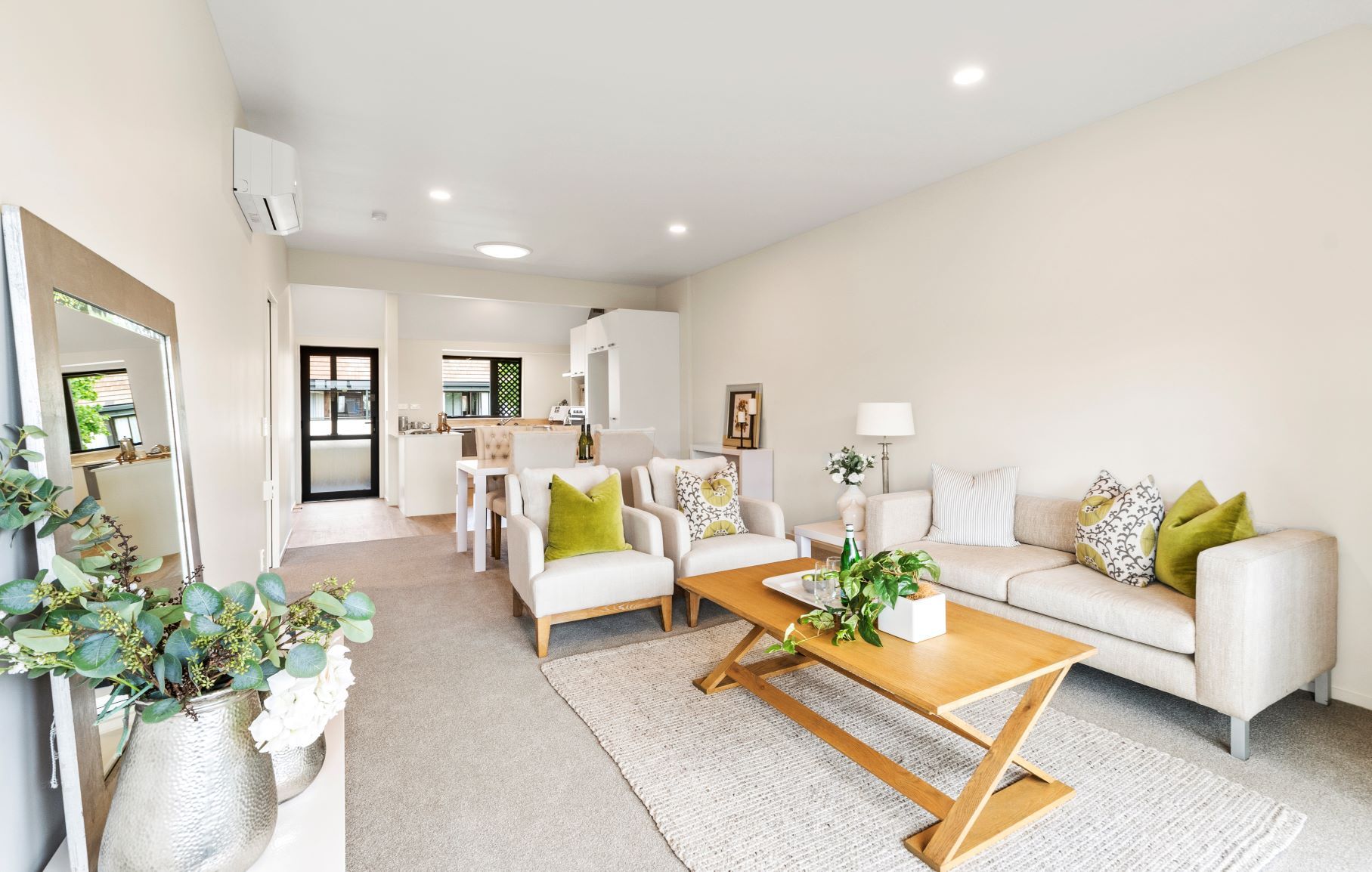 Living, dining, kitchen