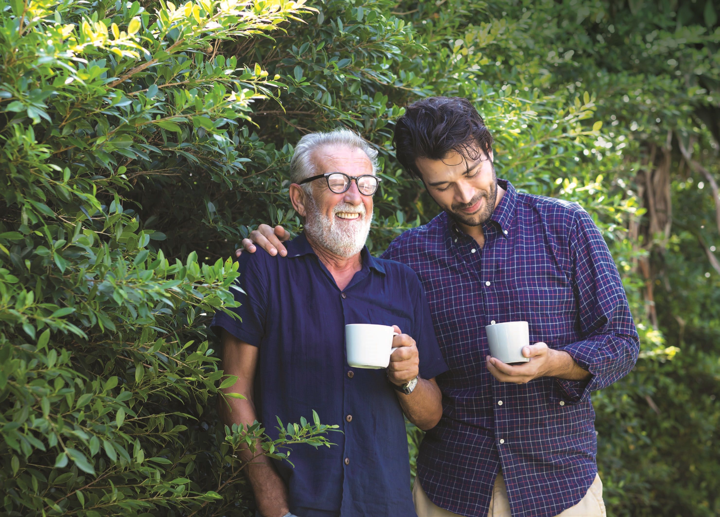 Father & Son having a coffee and a chat