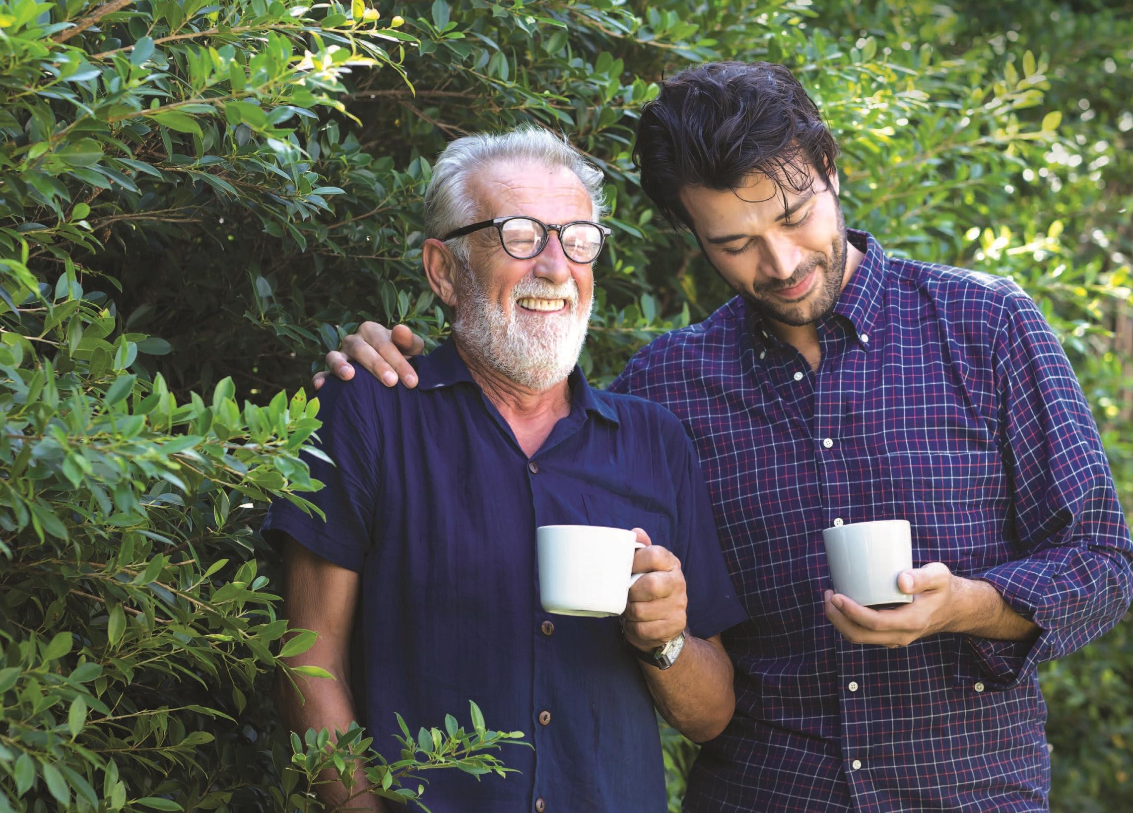 Father & Son having a coffee & a chat