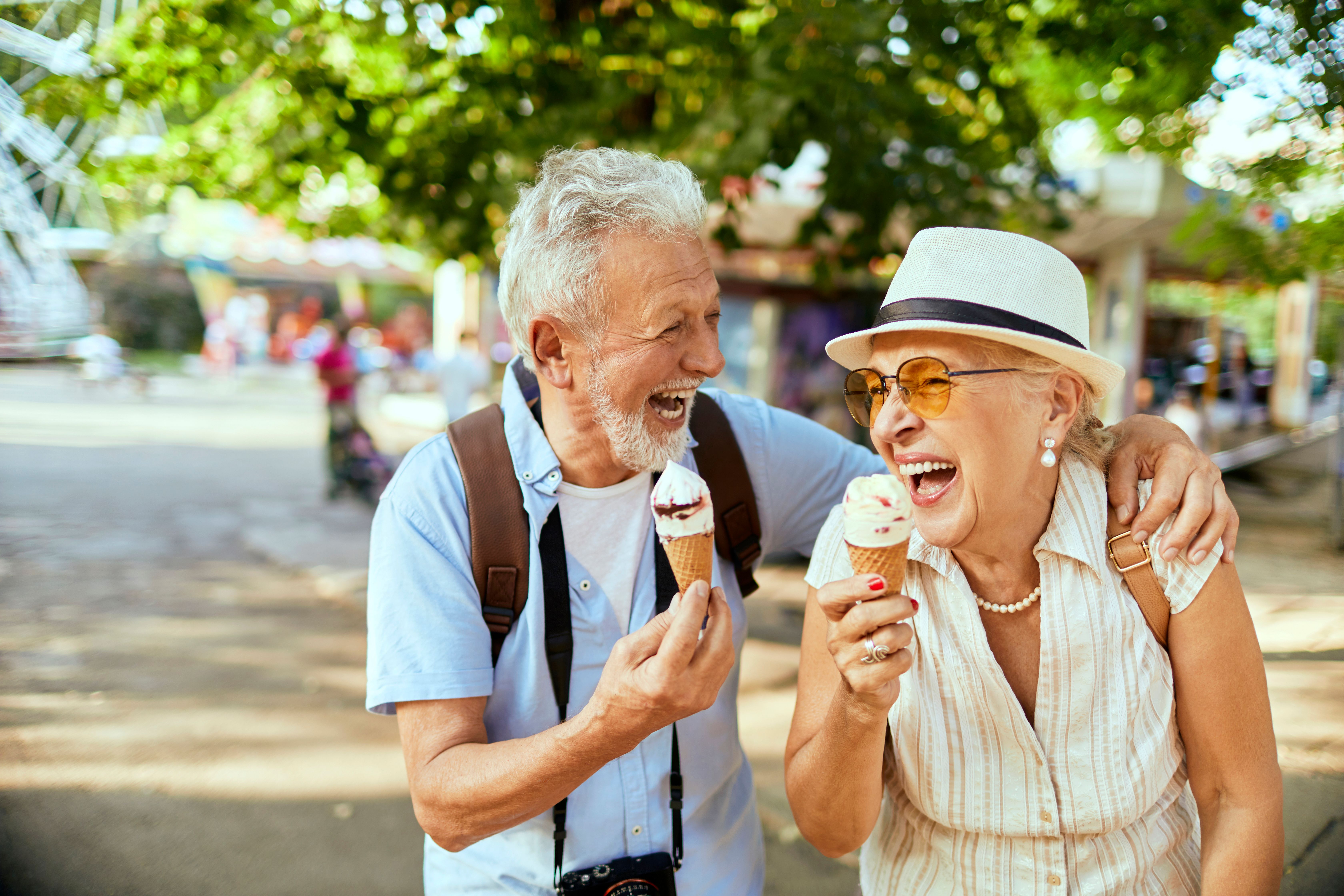Resident exploring the local shops eating ice cream