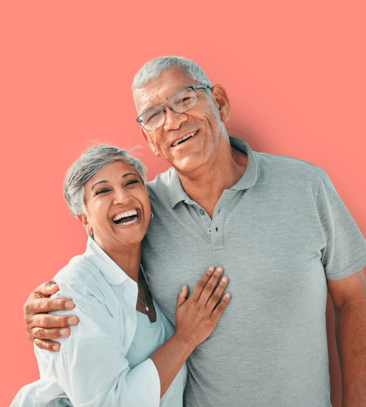 Residents smiling on peach