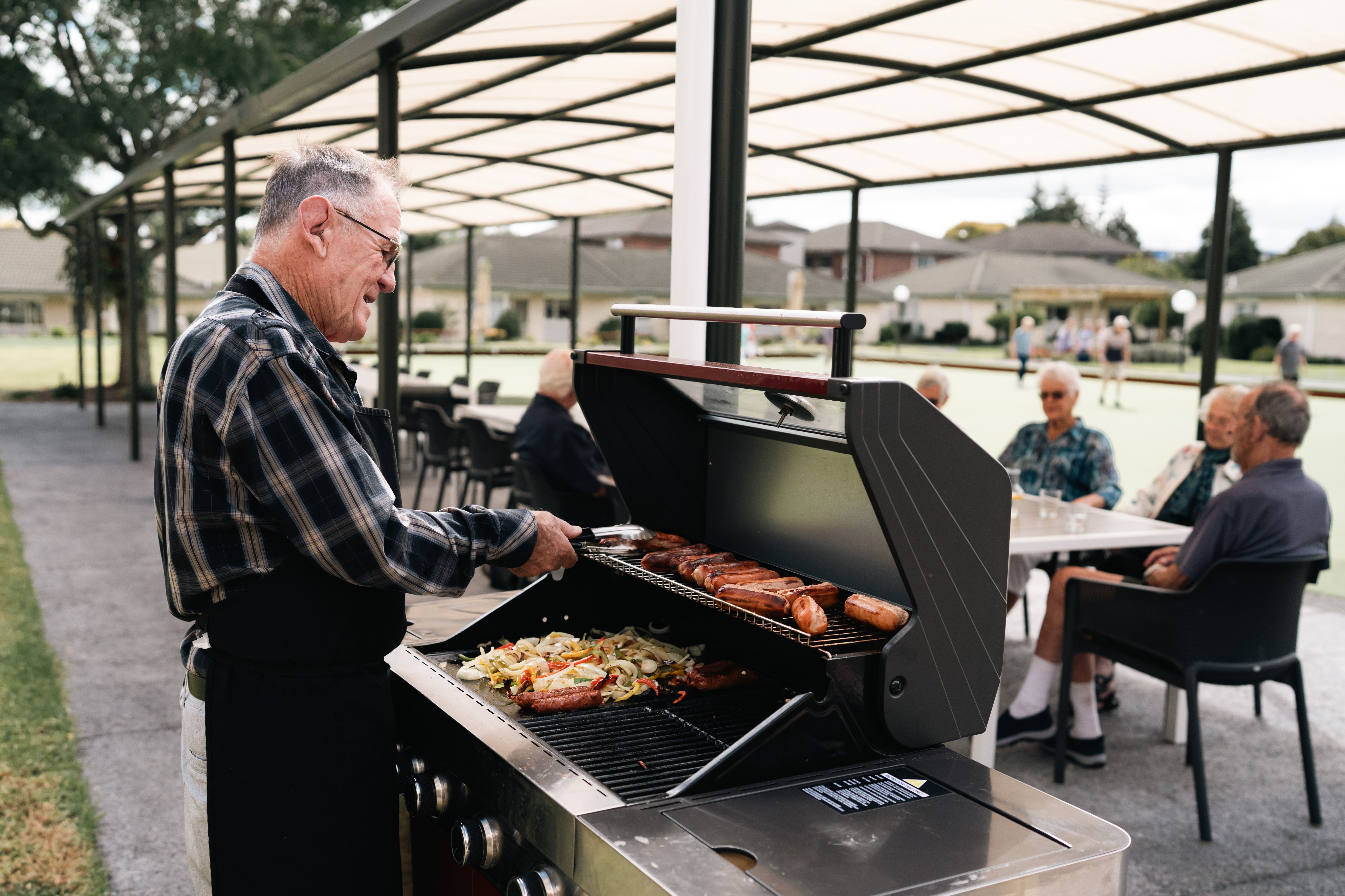 Resident having a BBQ
