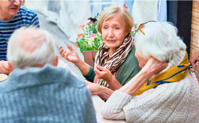 Older adults having a conversation