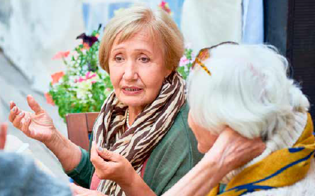 Older adults having a conversation