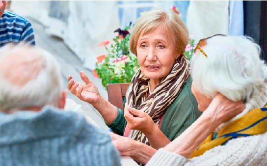 Older adults having a conversation