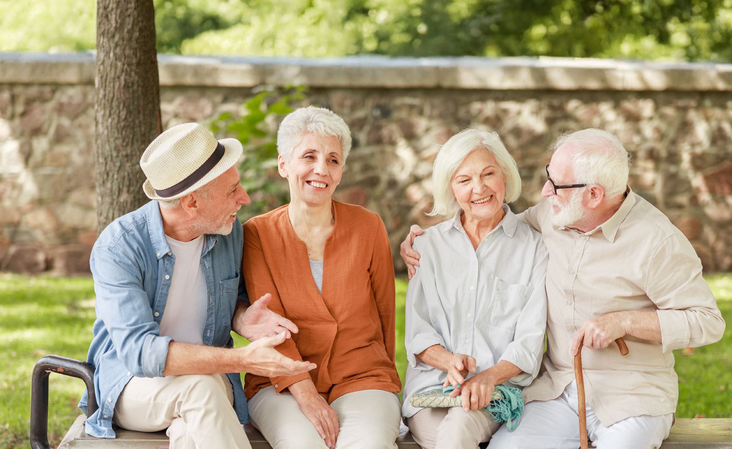 Friends sitting on a bench