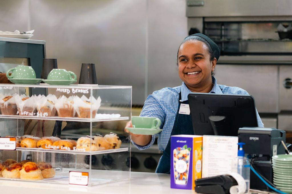 Staff servicing at cafe