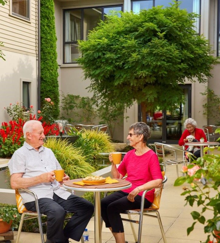 Residents in the courtyard