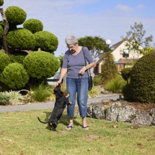 Resident with dog