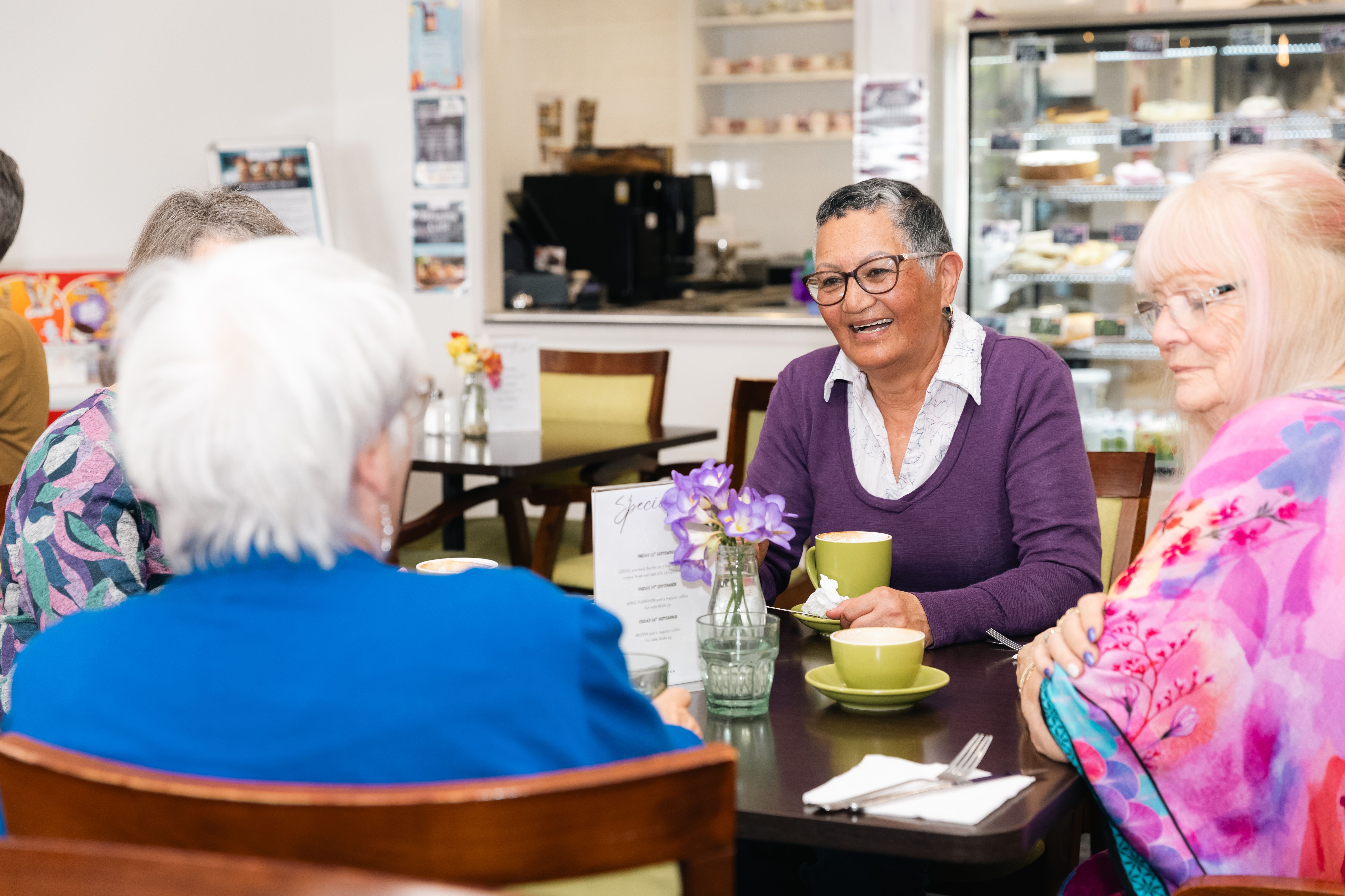 HHV cafe residents having coffee