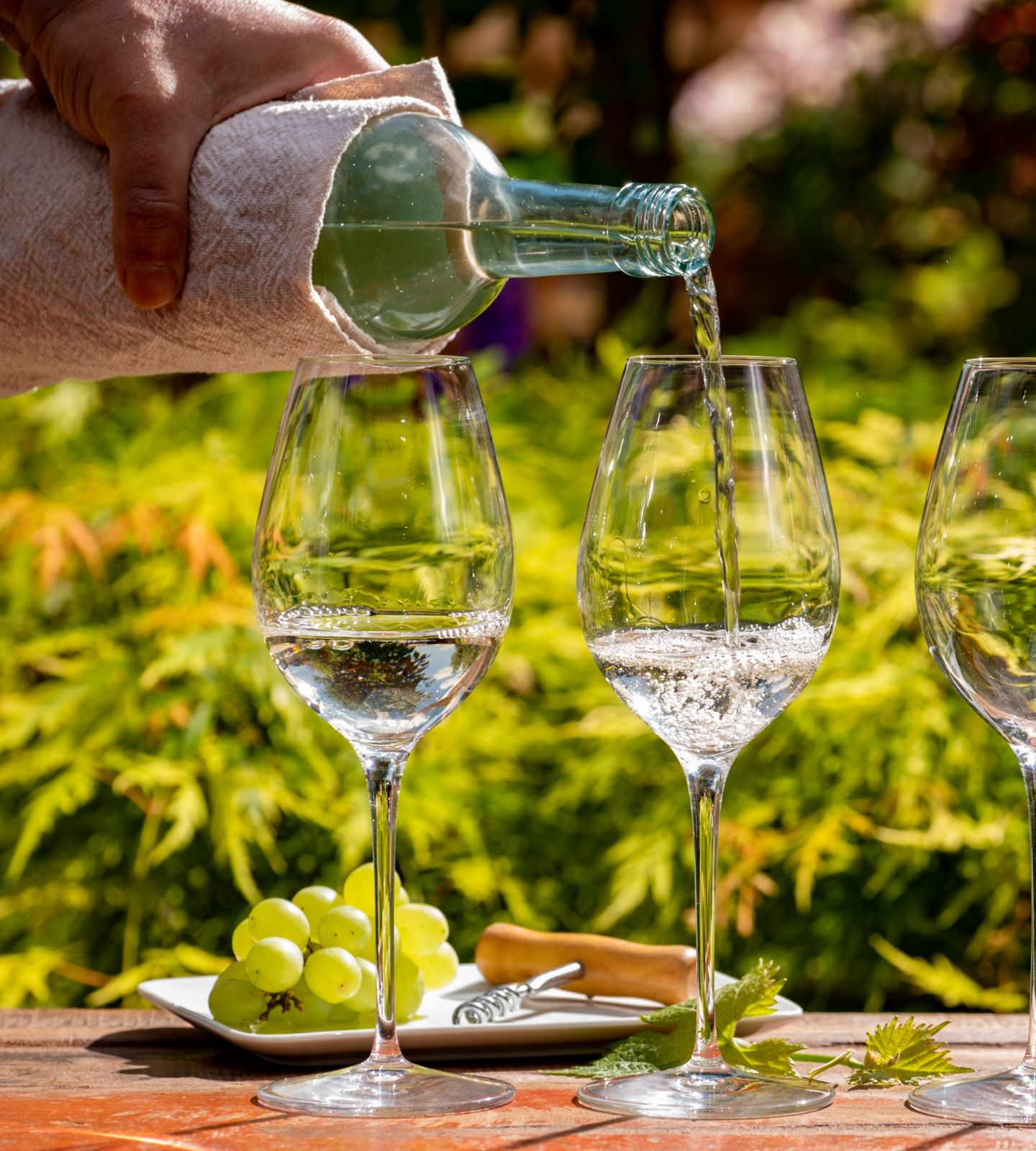 Wine glasses being filled 