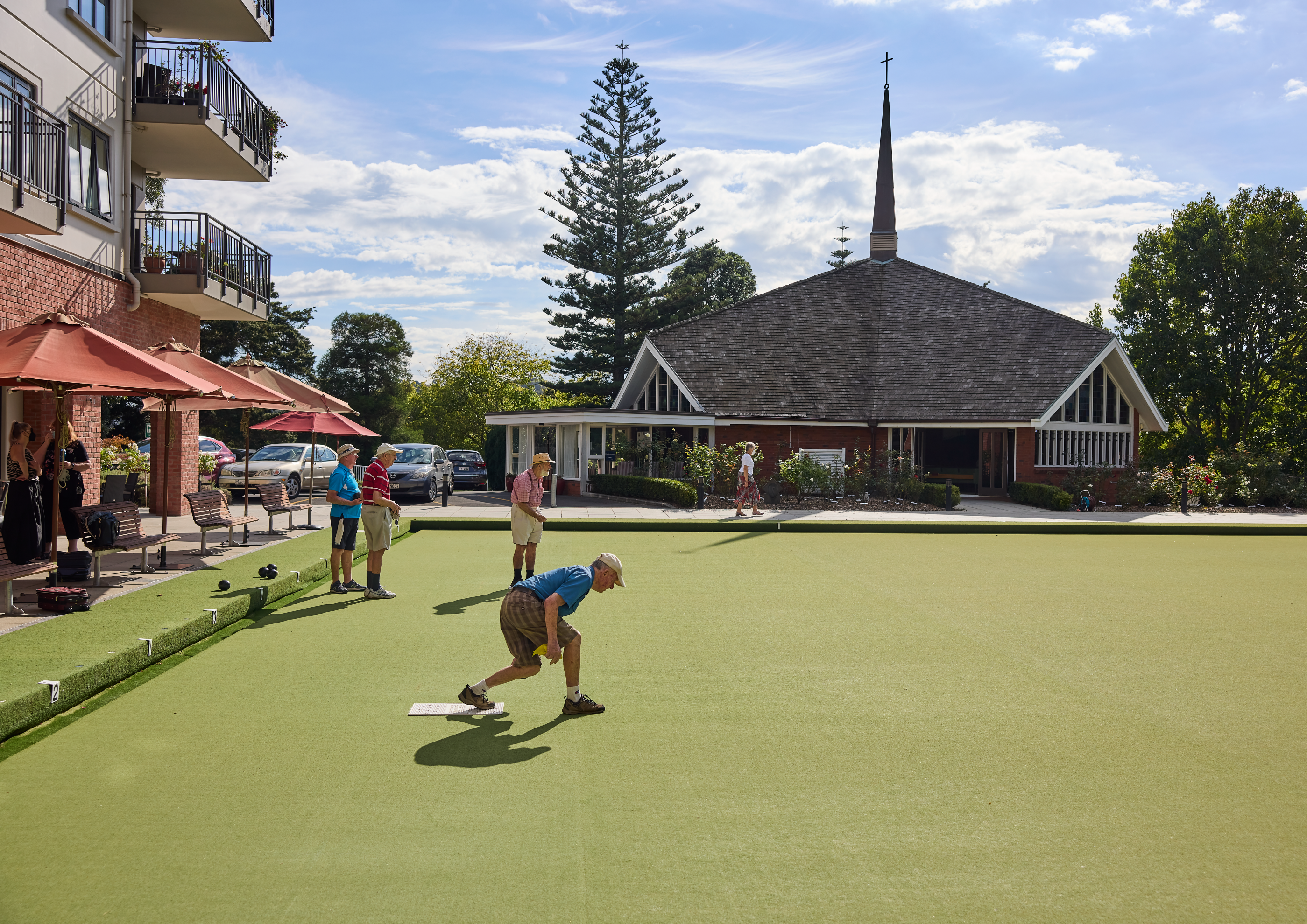 Man playing bowls at Parkside Village