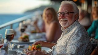 Resident smiling at captains table