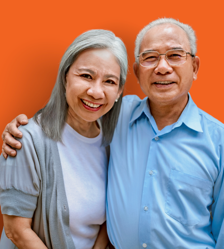 Residents smiling on orange