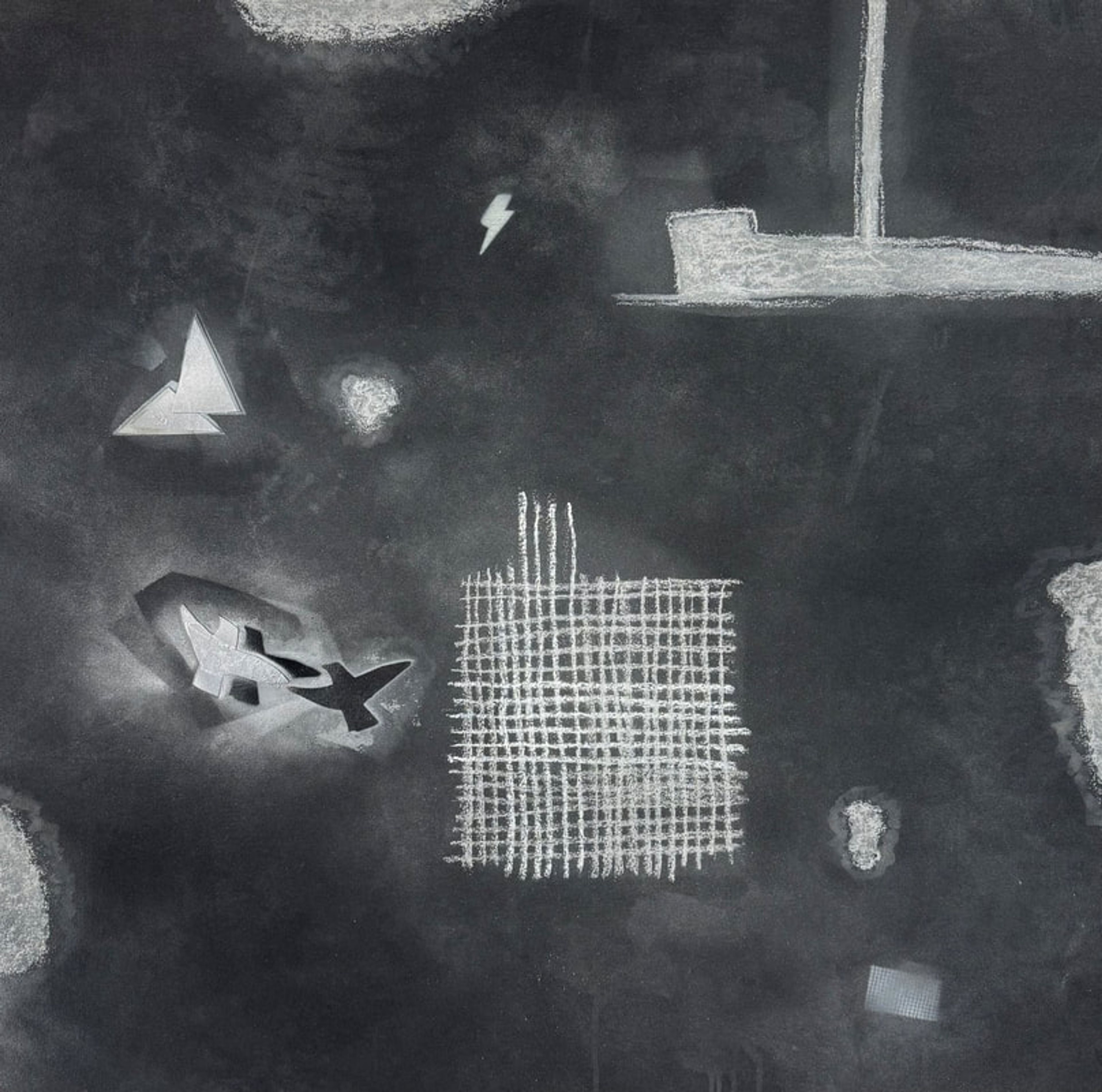 2 Black Restless Birds B, Acrylic and pastel on canvas
