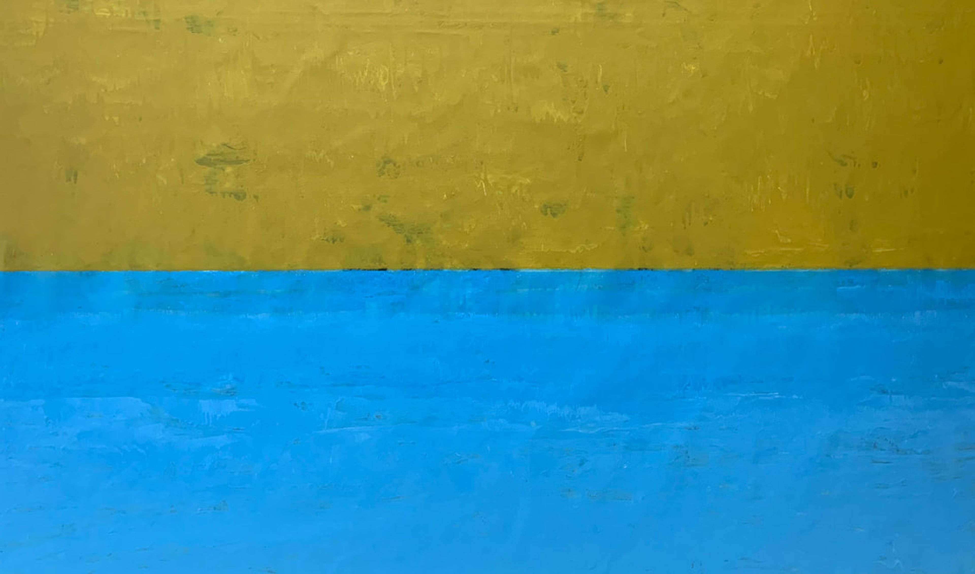 Gold and Blue Horizon, Acrylic on canvas, unstretched