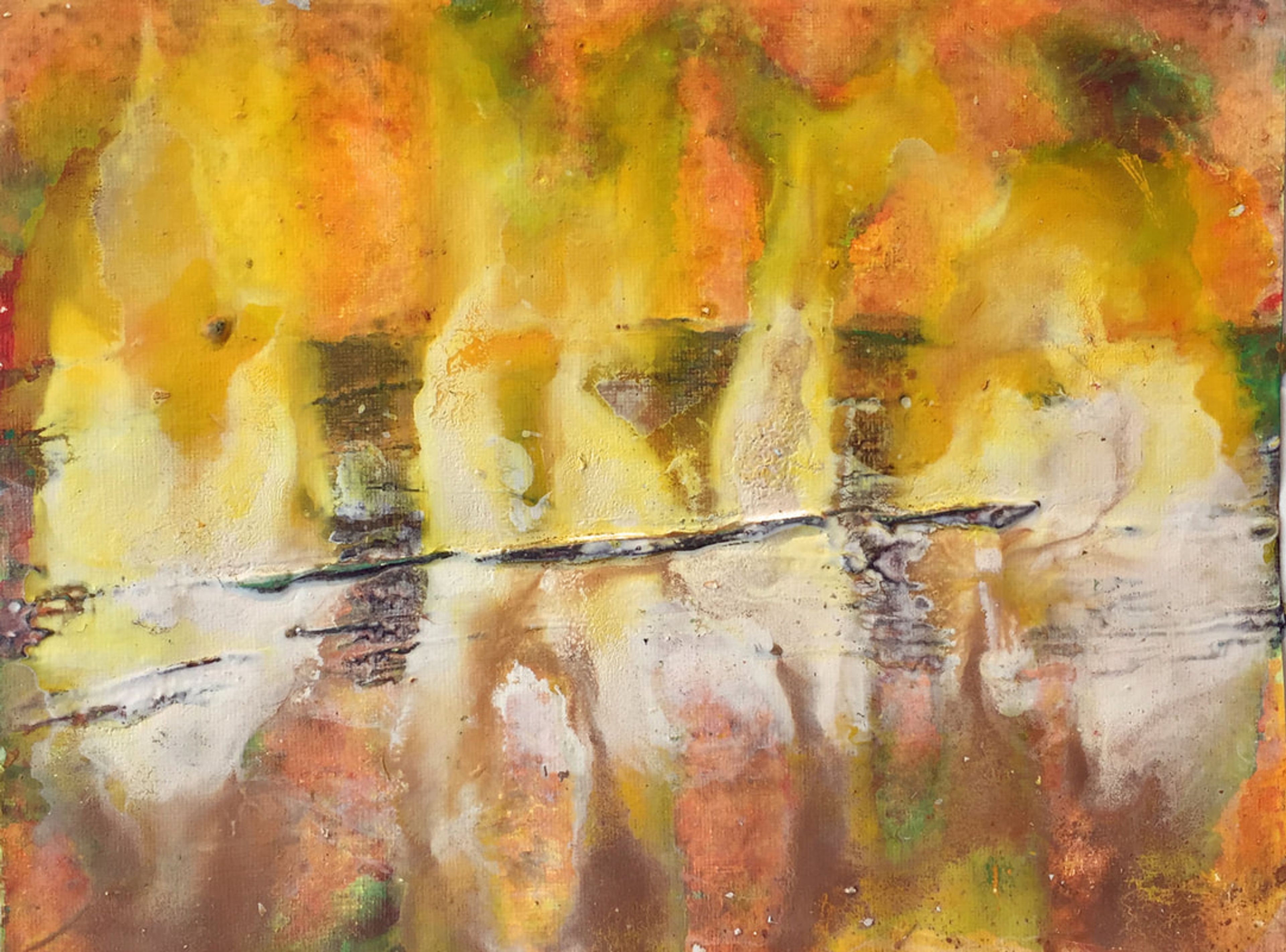 Yellow Flames, Acrylic on paper
