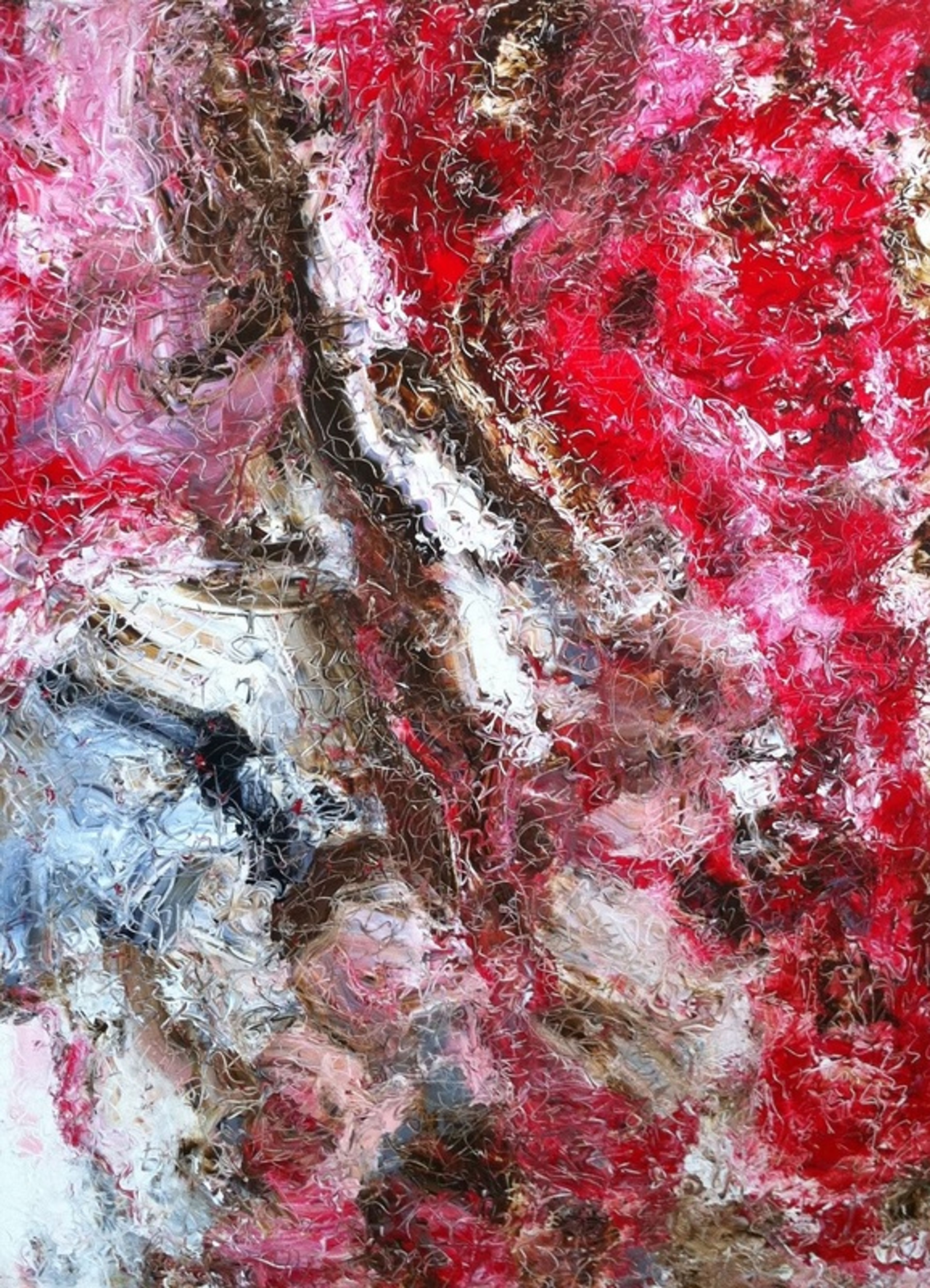 Red Cascade, Acrylic on canvas
