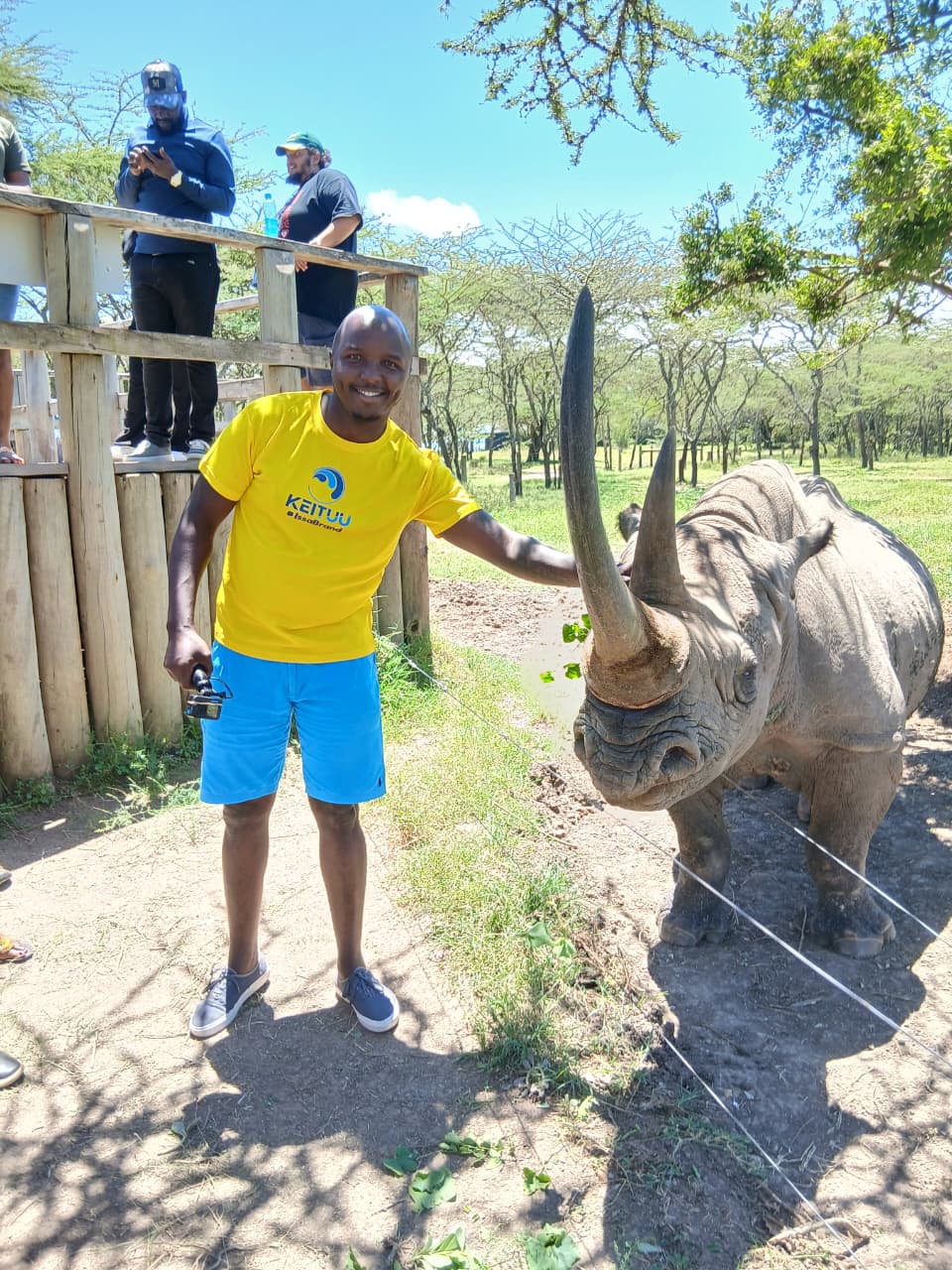 Keituu meeting Baraka the blind black rhino at Ol Pejeta