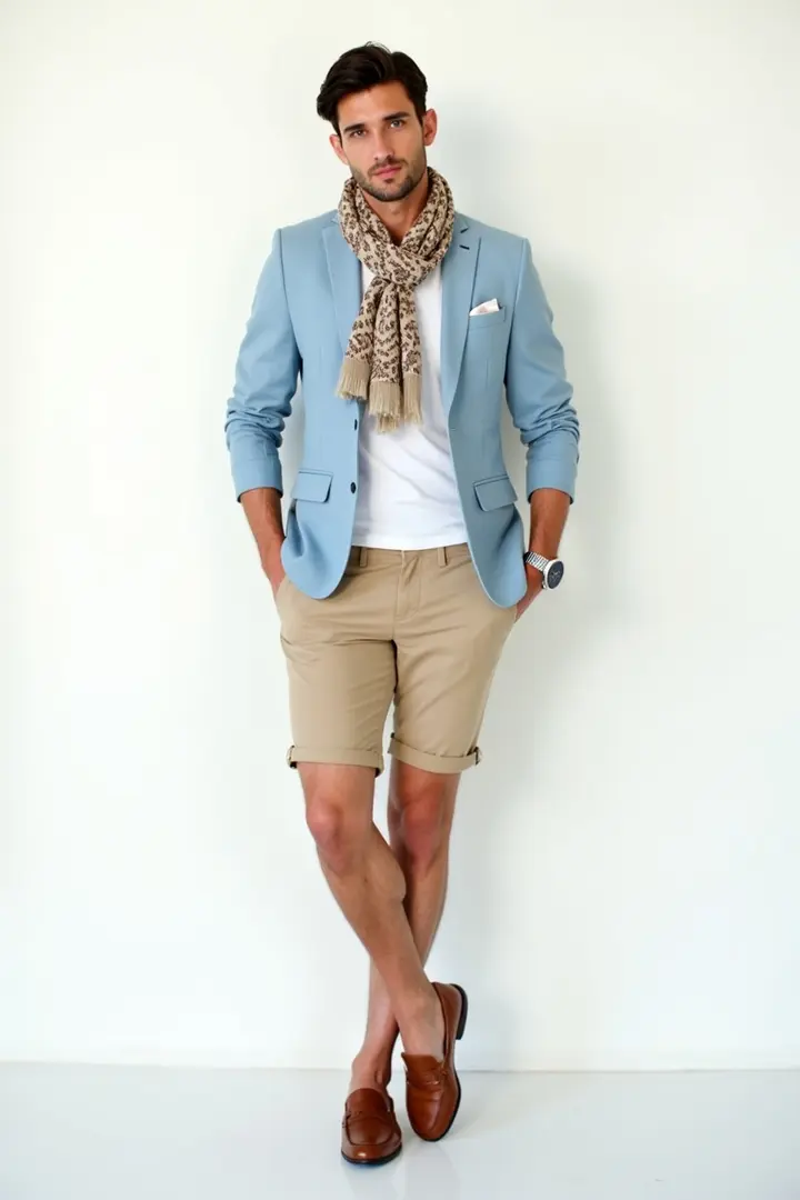 lightweight jackets, tailored shorts, and trendy accessories gender neutral spring outfit