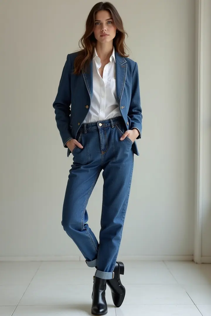 Denim trousers, poplin shirts, and Chelsea boots option 2