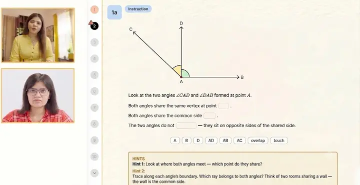 Online 1:1 math class where a student is attempting a problem with subtle hints. Source: Cuemath