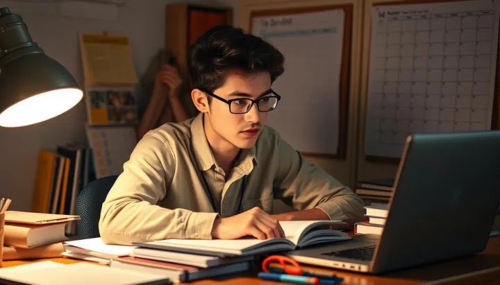 student-looking-at-his-laptop-while-studying